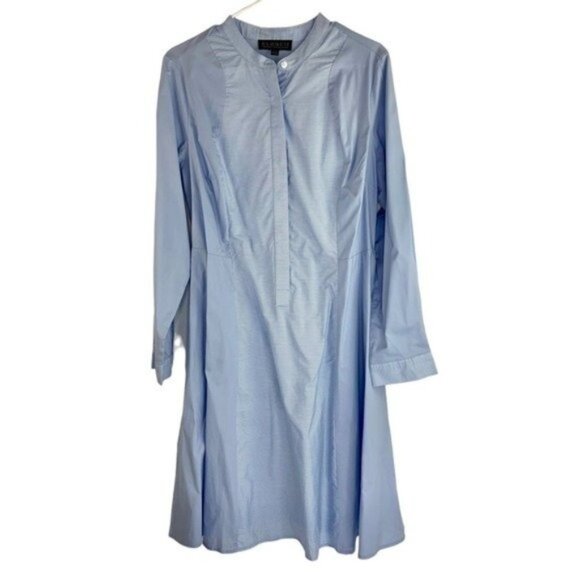 Eloquii Blue Long Sleeve Striped Shirt Dress - Picture 2 of 7